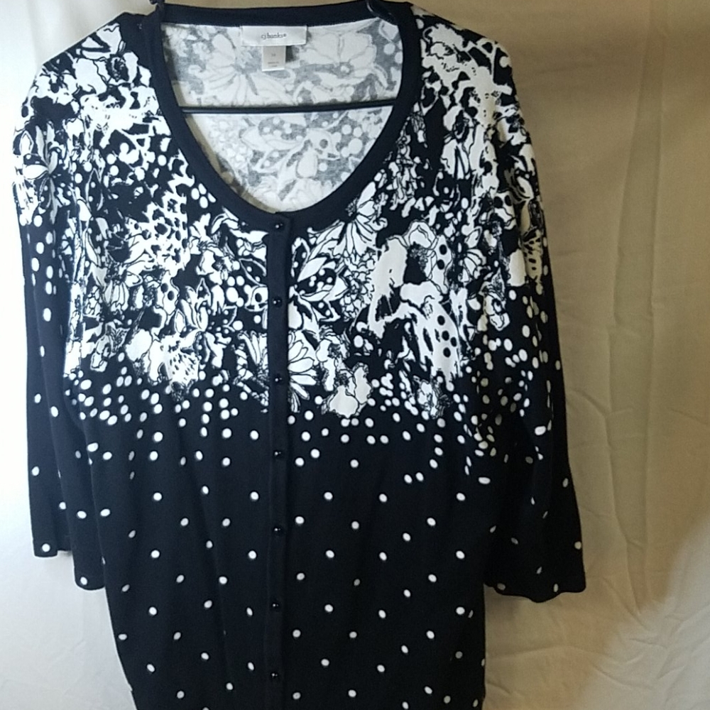Cj banks black n white lightweight cardigan